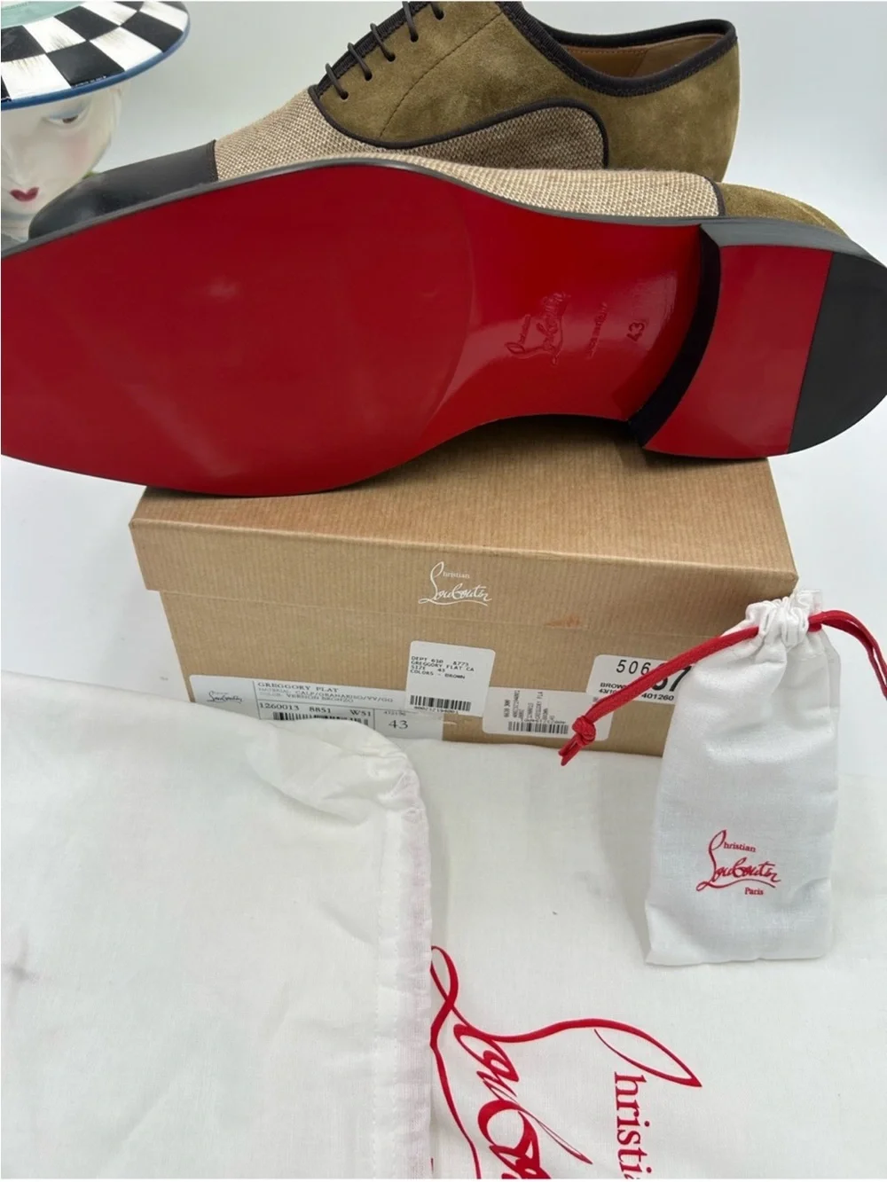 Men’s Christian Louboutin Gregory velvet twill and leather Oxford size 43